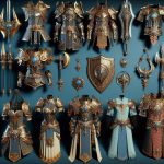 LoL Prestige Skins: A collection of elaborate and intricately designed armor sets and weapons, showcasing the luxurious and detailed appearance of prestige skins in League of Legends.