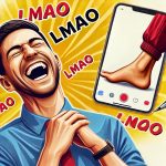 A vibrant and engaging illustration depicting the full form of LMAO with a person laughing hysterically in a fun and lighthearted manner, highlighting their ankles humorously in a cheerful and lively environment.